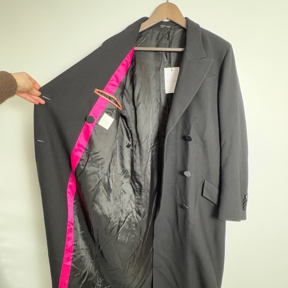 NWT Paul Smith Lightweight Wool Doublebreasted Maxi Coat Black Women's Size 8 - Picture 9 of 15
